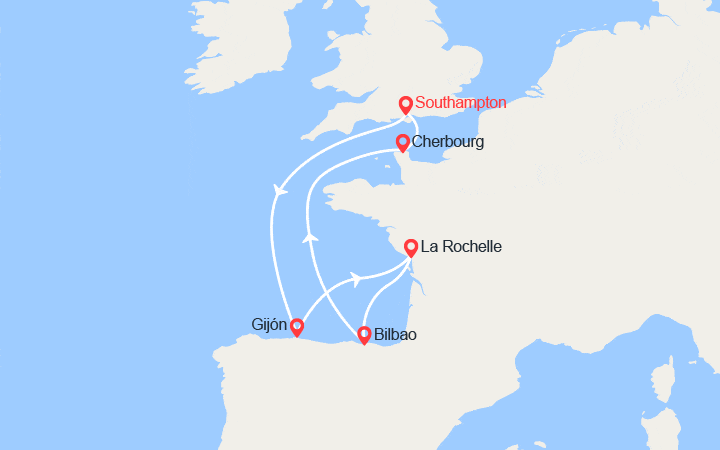 Itinéraire France, Espagne au départ du Royaume-Uni 