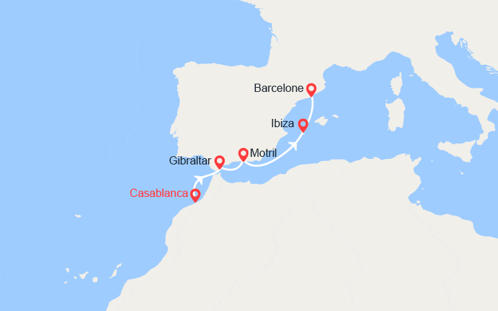 itinéraire croisière Méditerranée Occidentale : Gibraltar, Espagne, Ibiza