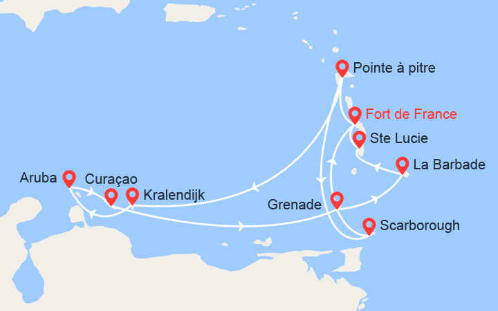 Itinéraire Grand Tour des Antilles: Curaçao, Grenade, Martinique, Guadeloupe, Ste Lucie, Barbade... 