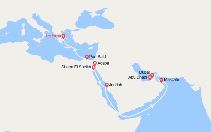 Itinéraire Grèce, Egypte, Jordanie, Émirats arabes unis 