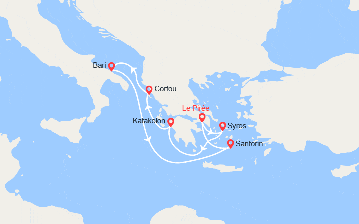 Itinéraire Grèce, îles Grecques, Italie 