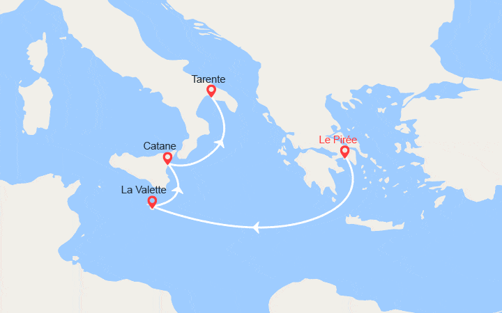 Itinéraire Grèce, Malte, Italie 