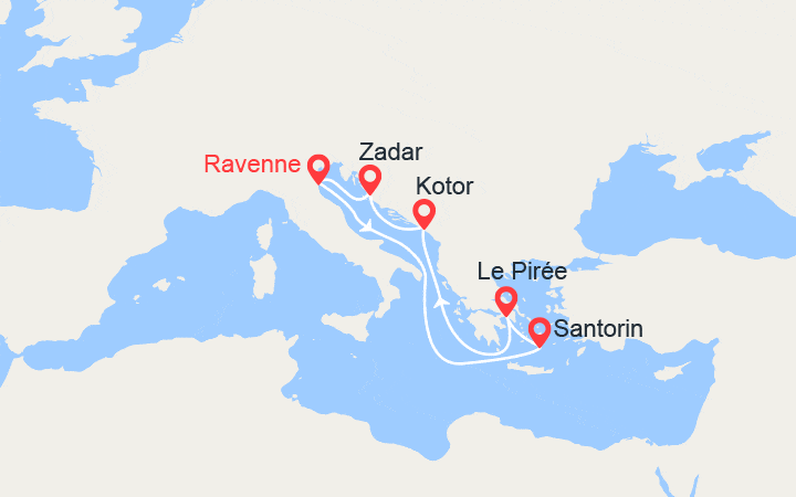 itinéraire croisière Méditerranée Orientale - Croatie/Adriatique : Grèce, Monténégro, Croatie 