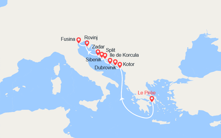 Itinéraire Grèce, Monténégro, Croatie, Italie 