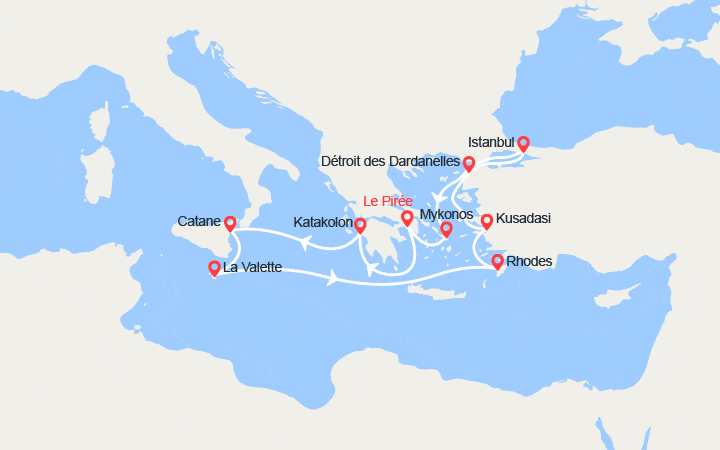 Itinéraire Grèce, Sicile, Malte, Iles grecques, Turquie 
