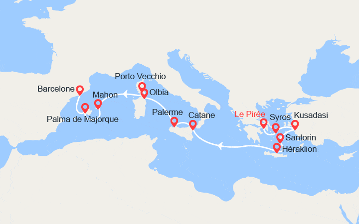 Itinéraire Grèce, Turquie, Italie, France, Espagne 