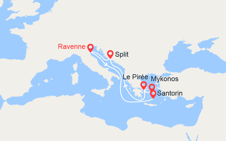 itinéraire croisière Méditerranée Orientale : Grèce et Croatie au départ d'Italie