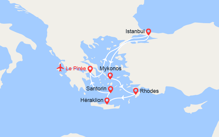itinéraire croisière Méditerranée Orientale : Grèce et Turquie avec 2 nuits d'hôtel et vols inclus de Marseille