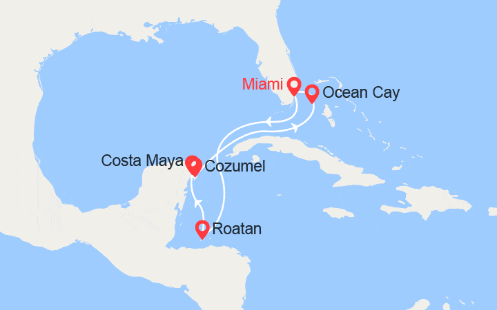 Itinéraire Honduras, Costa Maya, Cozumel, Bahamas 