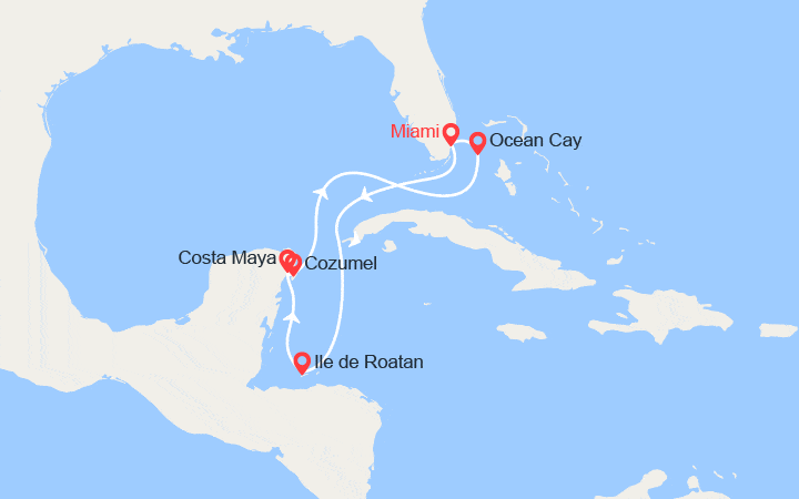 itinéraire croisière Caraïbes et Antilles : Honduras, Mexique, Bahamas