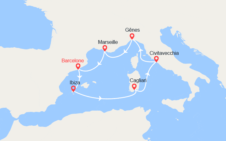 itinéraire croisière Méditerranée Occidentale - Iles Baléares : Ibiza, Italie, Provence
