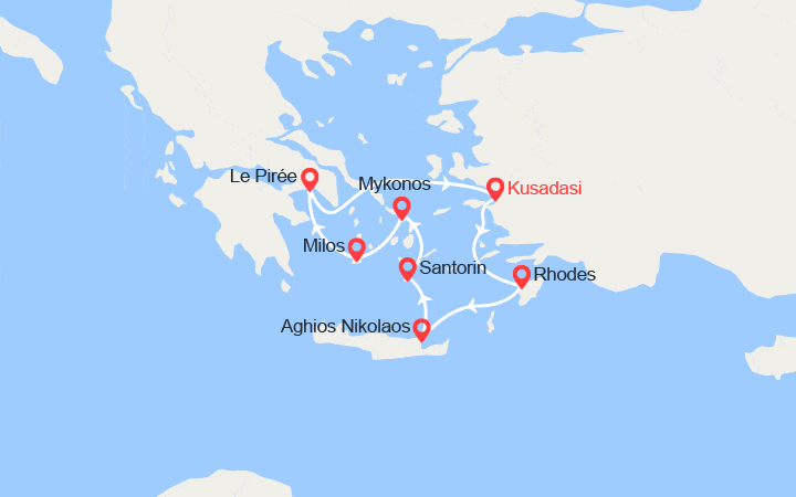 Itinéraire Idyllique Mer Égée : Kusadasi, Rhodes, Crète, Mykonos... 
