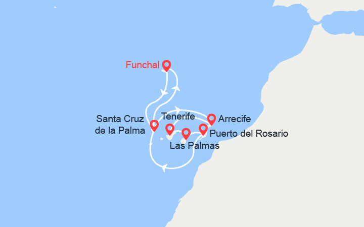 itinéraire croisière Méditerranée Occidentale : Iles Canaries : La Palma, Lanzarote, Tenerife, Gran Canaria... 
