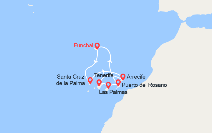 itinéraire croisière Méditerranée Occidentale - Canaries Madère : Iles Canaries : La Palma, Lanzarote, Tenerife, Gran Canaria... 