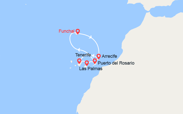 itinéraire croisière Méditerranée Occidentale : Iles Canaries : Lanzarote, Tenerife, Gran Canaria, Fuerteventura 
