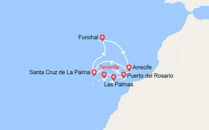 itinéraire croisière Méditerranée Occidentale - Canaries Madère : Iles Canaries & Madère : Fuerteventura, La Palma, Lanzarote... 