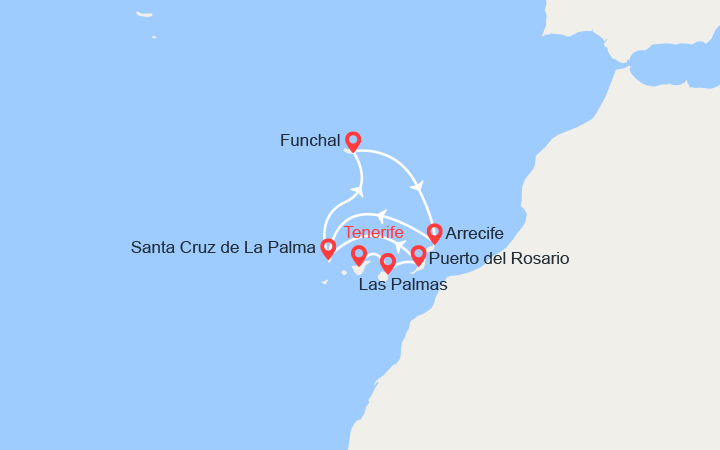 itinéraire croisière Méditerranée Occidentale - Canaries Madère : Iles Canaries & Madère : Fuerteventura, La Palma, Madère, Lanzarote... 