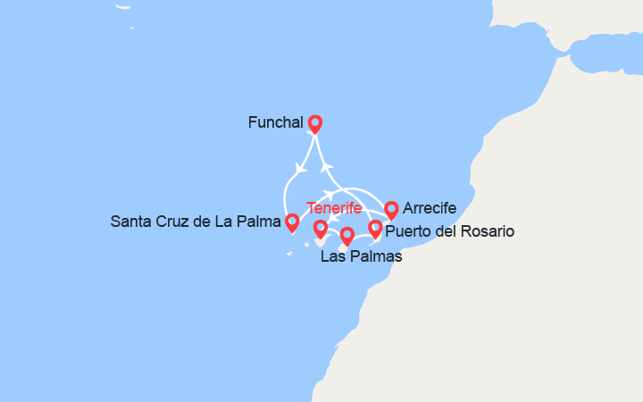 itinéraire croisière Méditerranée Occidentale - Canaries Madère : Iles Canaries & Madère : Fuerteventura, Madère, La Palma, Lanzarote... 