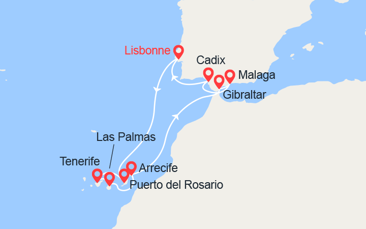 itinéraire croisière Canaries Madère - Canaries Madère : Iles Canaries, Gibraltar, Espagne : Fuerteventura, Tenerife, Lanzarote... 