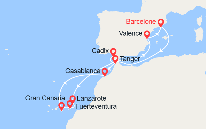 itinéraire croisière Canaries Madère - Canaries Madère : Iles Canaries, Maroc, Espagne  