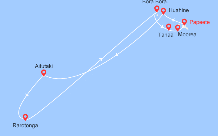 itinéraire croisière Pacifique - Tahiti Polynésie : Iles Cook et îles de la Société 