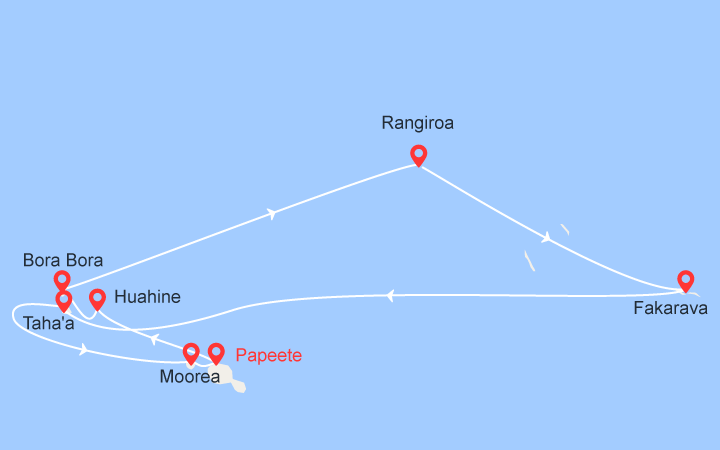 itinéraire croisière Tahiti Polynésie : Iles de la Société et des Tuamotu 