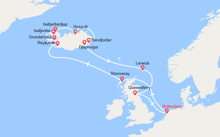 itinéraire croisière Islande - Iles Britanniques : Iles du nord : Ecosse, Islande, Iles Shetland 
