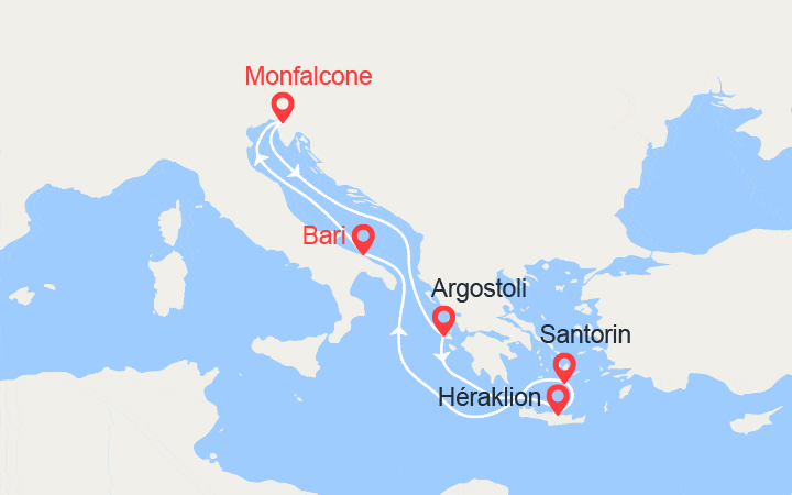 itinéraire croisière Iles grecques - Iles grecques : Iles grecques : Céphalonie, Crète, Santorin 