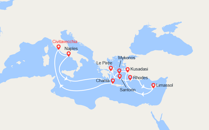 itinéraire croisière Méditerranée Orientale - Méditerranée Orientale : Iles Grecques, Chypre, Turquie 