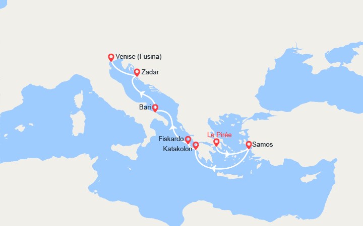 Itinéraire Îles Grecques, Croatie, Italie 