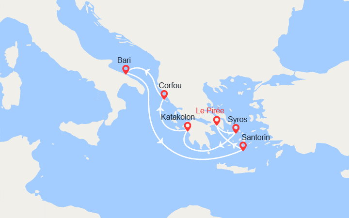 itinéraire croisière Méditerranée Orientale - Iles grecques : Îles Grecques, Grèce, Italie