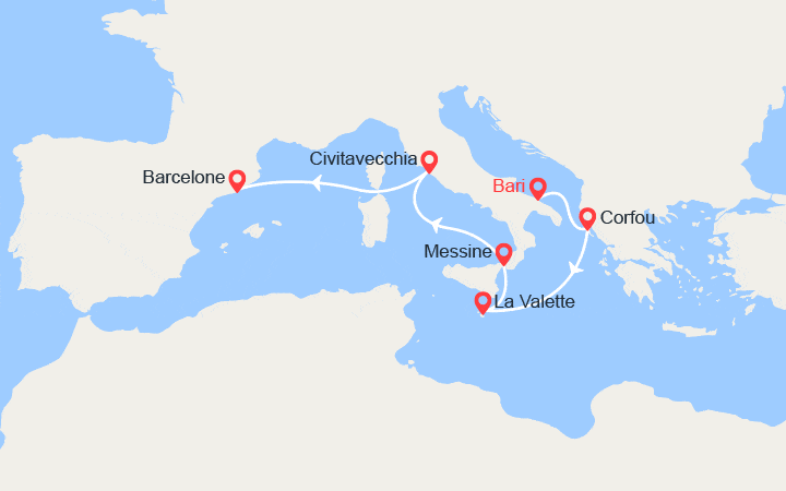 Itinéraire Îles Grecques, Malte, Sicile, Italie 