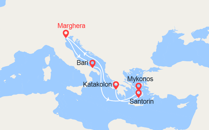 itinéraire croisière Iles grecques - Iles grecques : Iles Grecques: Mykonos, Santorin, Katakolon 