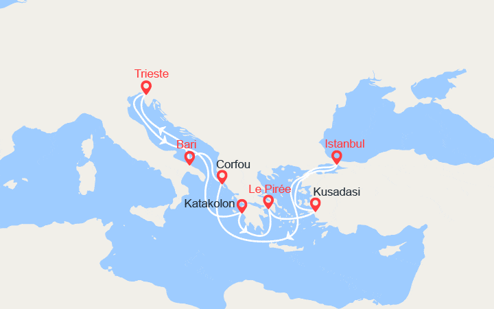 itinéraire croisière Méditerranée Orientale : Iles Grecques, Turquie