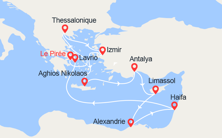 itinéraire croisière Iles grecques : Iles Grecques, Turquie, Egypte, Israël 
