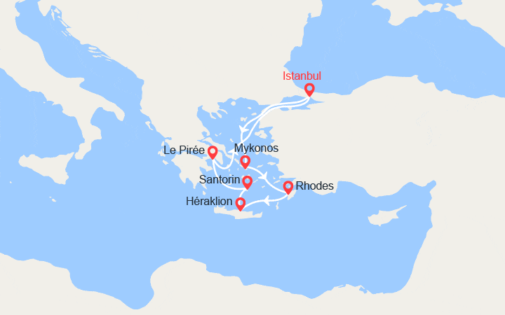 itinéraire croisière Méditerranée Orientale : Iles Grecques au départ d'Istanbul 