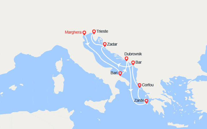 itinéraire croisière Méditerranée Orientale - Croatie/Adriatique : Îles Grecques et Croatie : de Marghera à Trieste
