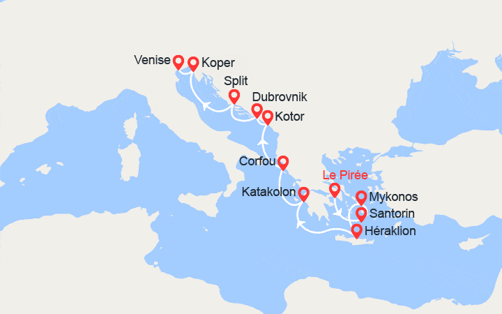 Itinéraire Iles Grecques et Italie 