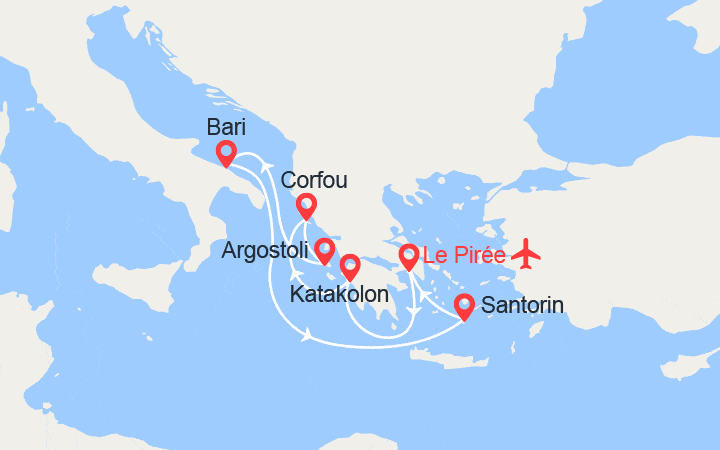 itinéraire croisière Méditerranée Orientale : Iles grecques II Vol Inclus 