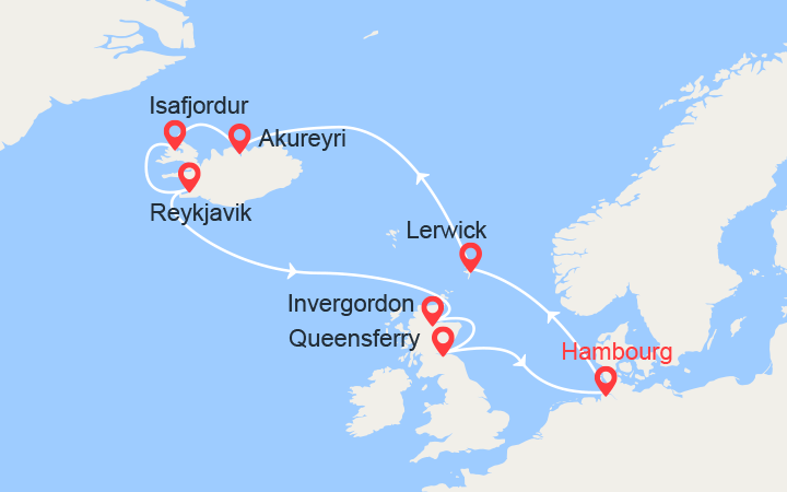 itinéraire croisière Islande : Iles Shetland, Islande, Écosse 