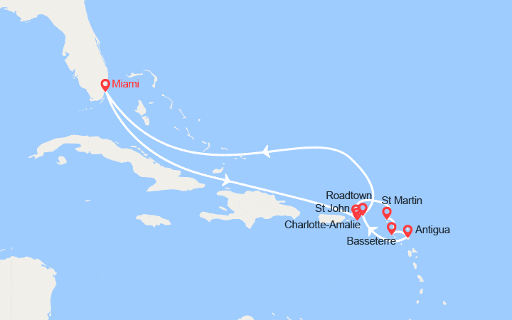 itinéraire croisière Caraïbes et Antilles - Canada et Baie Hudson : Iles Vierges, Antilles, Antigua et Barbuda 