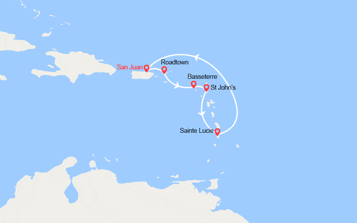 Itinéraire Iles Vierges Britanniques, St Kitts et Nevis, Antigua, Ste Lucie 
