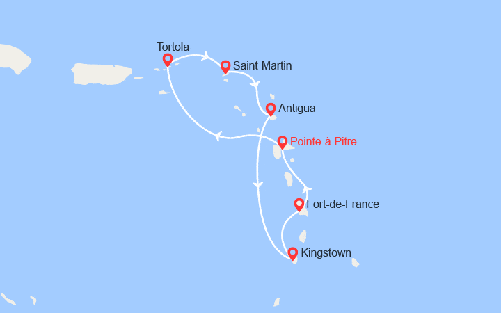 itinéraire croisière Caraïbes et Antilles : Iles Vierges et Antilles 