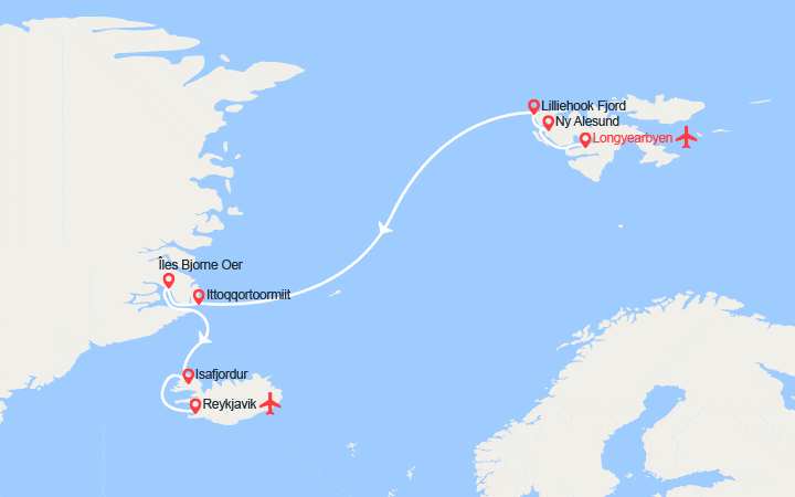 itinéraire croisière Groenland - Arctique - Antarctique - Spitzberg : Incroyable Arctique : Spitzberg, Groenland, Islande  