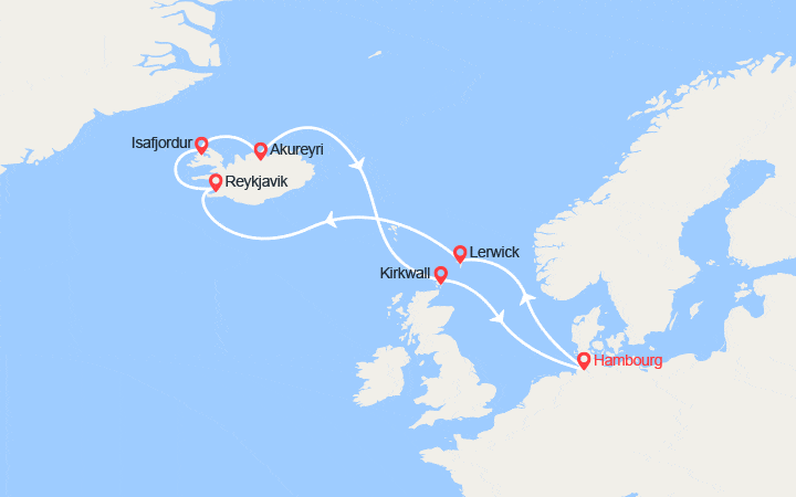 Itinéraire Islande, Royaume-Uni 