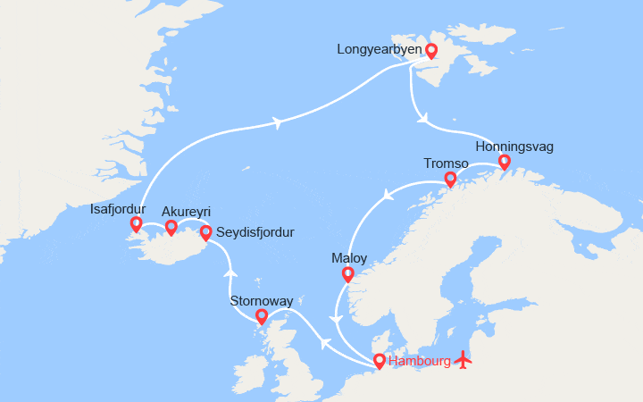 Itinéraire Islande, Spitzberg, Norvège II Vols inclus 