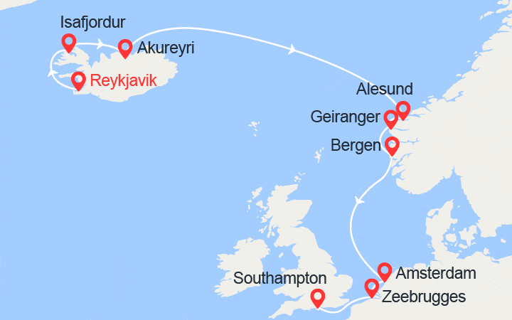 itinéraire croisière Islande : Islande et Fjords 