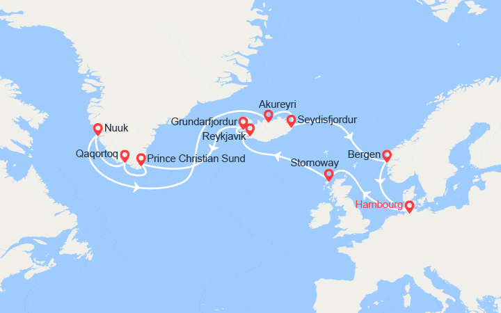 Itinéraire Islande et Groenland 