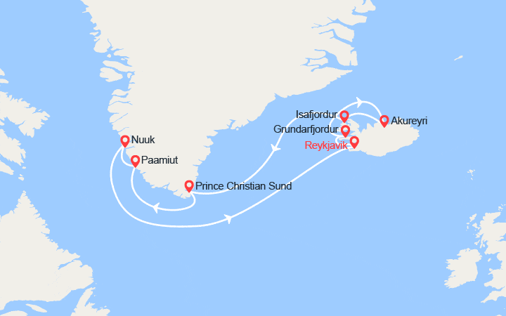 itinéraire croisière Islande : Islande et Groenland