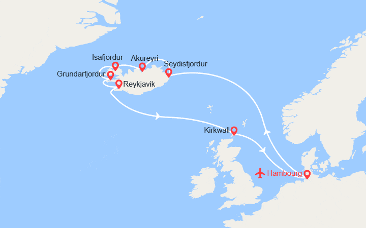 itinéraire croisière Islande - Islande : Islande II Vols inclus 